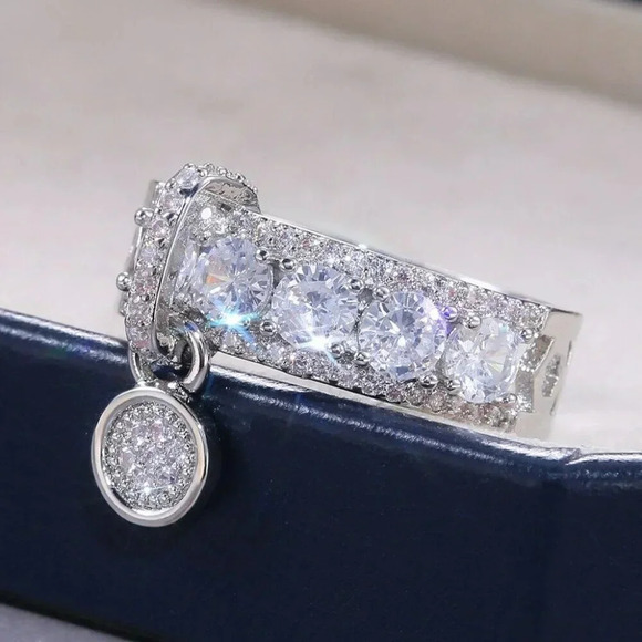 925 Sterling Silver Coin Drop Belt Buckle Ring - Picture 6 of 7